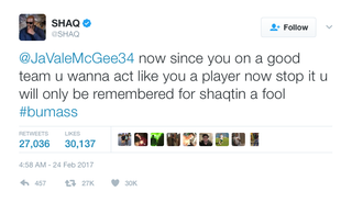 Illustration for article titled Shaquille O’Neal’s Mom Has Called for Her Son to Stop Cyberbullying JaVale McGee